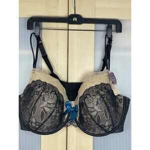 Cacique by LANE BRYANT Bra 46DDD Lightly Lined Demi Black Lace Full Coverage